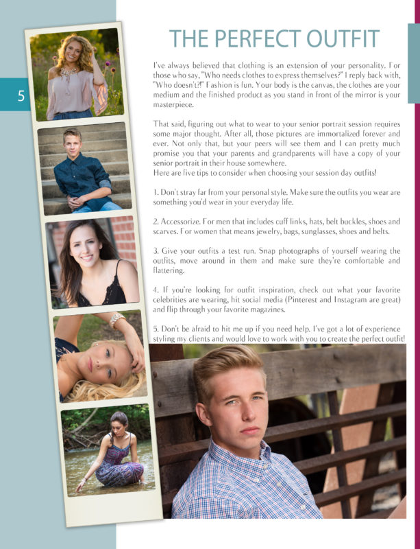 Senior Pictures Style Guide Page 5